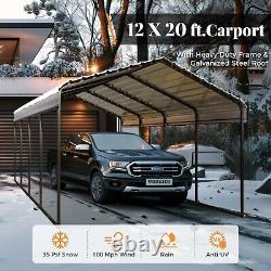 12x20ft Outdoor Carport Heavy Duty Galvanized Steel Roof Garage Boat Car Shelter