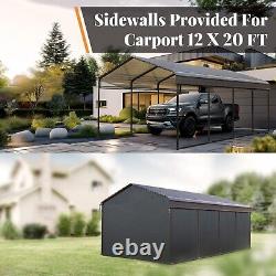 12x20ft Outdoor Carport Heavy Duty Galvanized Steel Roof Garage Boat Car Shelter