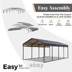 12x20ft Outdoor Carport Heavy Duty Galvanized Steel Roof Garage Boat Car Shelter