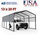 13 X 20 Ft Heavy Duty Metal Carport Shelter Tent Galvanized Steel Roof Grey