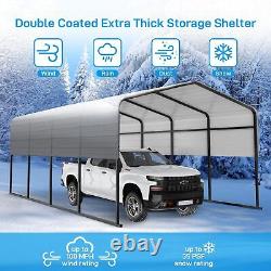 13 x 20 FT Heavy Duty Metal Carport Shelter Tent Galvanized Steel Roof Grey