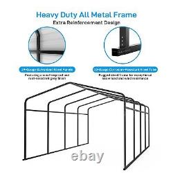 13 x 20 FT Heavy Duty Metal Carport Shelter Tent Galvanized Steel Roof Grey