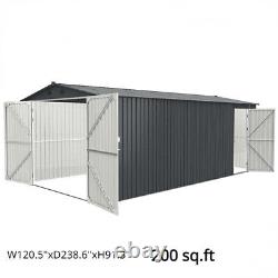 20'x10'ft Heavy Duty Car Garage Galvani Steel Storage Outdoor Prefab Shed Metal