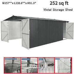 20'x13'ft Heavy Duty Metal Car Garage Shed Galvani Steel Outdoor Storage 3 Doors