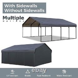 20'x20' Reinforce Metal Carport Heavy Duty Garage Boat Car Shelter with Sidewall