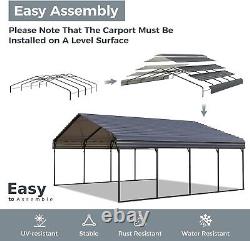 20'x20' Reinforce Metal Carport Heavy Duty Garage Boat Car Shelter with Sidewall