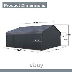 20'x20' Reinforce Metal Carport Heavy Duty Garage Boat Car Shelter with Sidewall