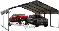 20'x20' Reinforce Metal Carport Heavy Duty Garage Boat Car Shelter with Sidewall