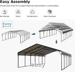 20' x 30' Outdoor Carport Cover Heavy Duty Metal Carport Canopy with Sidewalls