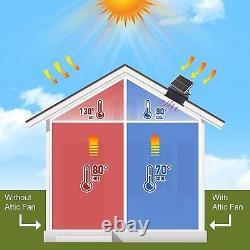 25W Solar Exhaust Fan Attic Fan Roof Mount Metal Shell, 2500 Sq Ft, 1750 CFM