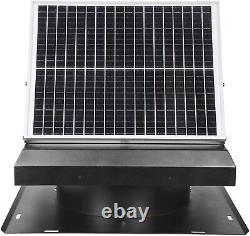 25W Solar Exhaust Fan Attic Fan Roof Mount Metal Shell, 2500 Sq Ft, 1750 CFM