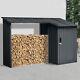 2-in-1 Outdoor Steel Firewood Rack & Metal Storage Shed Waterproof Sloping Roof