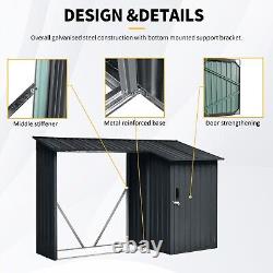 2-in-1 Outdoor Steel Firewood Rack & Metal Storage Shed Waterproof Sloping Roof