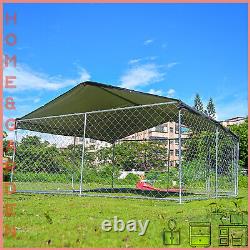 300x300x170cm Large Metal Dog Kennel Outdoor Enclosure Cage with Roof Cover