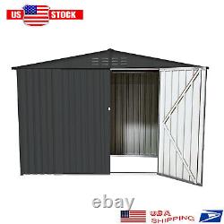 4.2FT x 9.1FT Outdoor Metal Storage Shed Garden Tool Shed with Sloping Roof & Lock