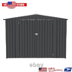 4.2FT x 9.1FT Outdoor Metal Storage Shed Garden Tool Shed with Sloping Roof & Lock