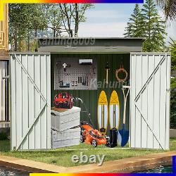 4x6FT Outdoor Heavy Duty Garden Metal Storage Shed Lock Utility Tool House