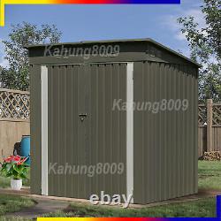 4x6FT Outdoor Heavy Duty Garden Metal Storage Shed Lock Utility Tool House