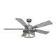 52 Contemporary White Wash Faux Wood Galvanized Remote Dimmable Led Ceiling Fan