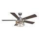 52 Large Room White Wash Faux Wood Galvanized Indoor Led Ceiling Fan Drum Light