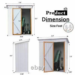 5X3 Ft Outdoor Storage Shed Galvanized Metal Garden Shed With Lockable Doors New