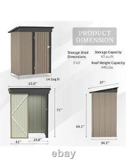 5' X 3' Outdoor Metal Storage Shed Tilted Roof water and moisture Iron