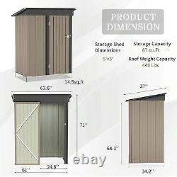 5' X 3' Outdoor Metal Storage Shed Tilted Roof water and moisture Iron