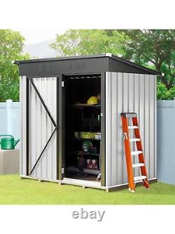 5x3FT Outdoor Storage Shed Lockable Door Roof Galvanized Steel Storage Cabinet