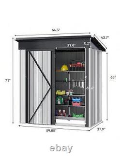 5x3FT Outdoor Storage Shed Lockable Door Roof Galvanized Steel Storage Cabinet