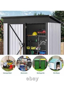 5x3FT Outdoor Storage Shed Lockable Door Roof Galvanized Steel Storage Cabinet