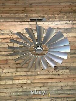 60 Inch Galvanized Silver Windmill Ceiling Fan The American Fan