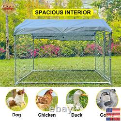 6.56 x 6.56FT Outdoor Dog Kennel Metal Big Dog Cage for Dog Playpen withRoof Cover