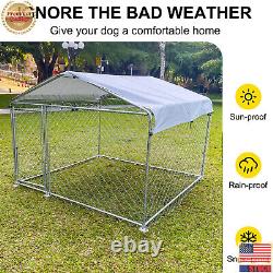 6.56 x 6.56FT Outdoor Dog Kennel Metal Big Dog Cage for Dog Playpen withRoof Cover