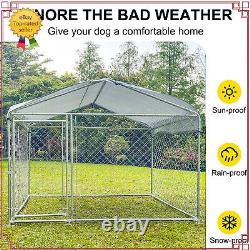 6.56 x 6.56 FT Outdoor Dog Kennel Heavy Duty Metal Big Dog Cage Playpen with Roof