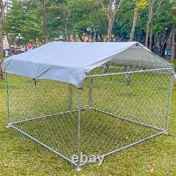 6.56 x 6.56 ft Outdoor Dog Kennel Metal Big Dog Cage for Dog Playpen with Roof