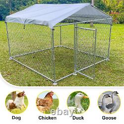 6.56x6.56 FT Outdoor Dog Kennel Metal Big Dog Cage for Dog Playpen with Roof Cover