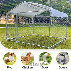 6.56x6.56 ft Outdoor Dog Kennel Metal Big Dog Cage for Dog Playpen with Roof Cover