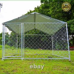 6.56x6.56ft Large Dog Playpen Outdoor Pet Exercise Metal Fence Kennel With Cover