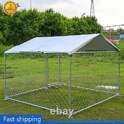 6.56x6.56ft Outdoor Dog Kennel Metal Big Dog Cage for Dog Playpen with Roof