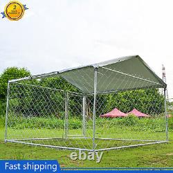 6.56x6.56ft Outdoor Dog Kennel Metal Big Dog Cage for Dog Playpen with Roof