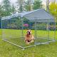 6.56x6.56ft Outdoor Dog Kennel Metal Big Dog Cage For Dog Playpen With Roof New