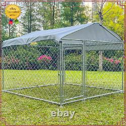 6.56x6.56x4.9ft Outdoor Dog Kennel Metal Big Dog Cage for Dog Playpen with Roof US