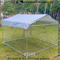 6.56x 6.56x 4.9ft Dog Crate Kennel Metal Pet Cage Fence Playpen with Door & Roof