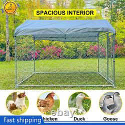 6.5' x 6.5' x 5' Outdoor Chain Link Dog Kennel Metal Pet Enclosure Fence Roof