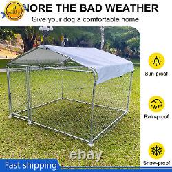 6.5' x 6.5' x 5' Outdoor Chain Link Dog Kennel Metal Pet Enclosure Fence Roof