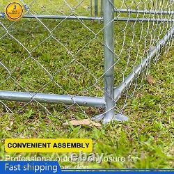 6.5' x 6.5' x 5' Outdoor Chain Link Dog Kennel Metal Pet Enclosure Fence Roof