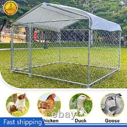 6.5' x 6.5' x 5' Outdoor Chain Link Dog Kennel Metal Pet Enclosure Fence Roof