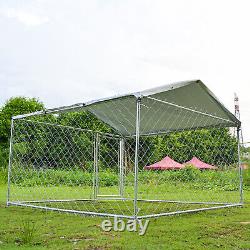 6.5ft x 6.5ft Outdoor Dog Kennel Metal Dog Cage for Dog Playpen Fence with Roof
