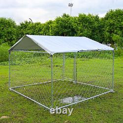 6.5ft x 6.5ft Outdoor Dog Kennel Metal Dog Cage for Dog Playpen Fence with Roof