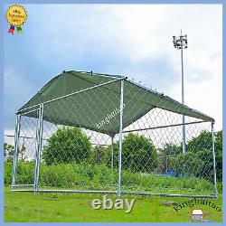 6.5ftx6.5ft Outdoor Dog Playpen Large Cage Pet Exercise Metal Fence Kennel Roof